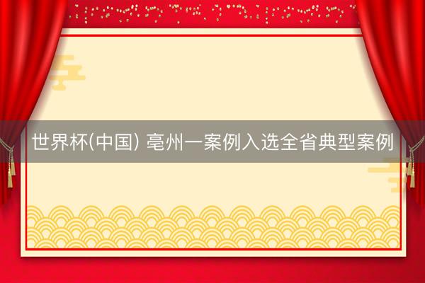世界杯(中国) 亳州一案例入选全省典型案例