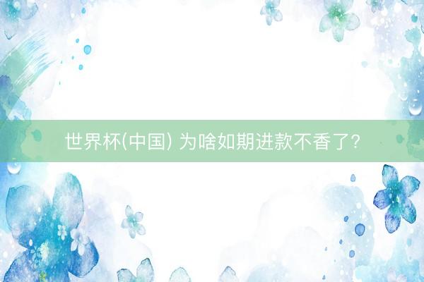 世界杯(中国) 为啥如期进款不香了?