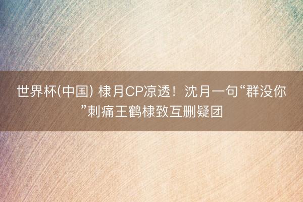 世界杯(中国) 棣月CP凉透！沈月一句“群没你”刺痛王鹤棣致互删疑团