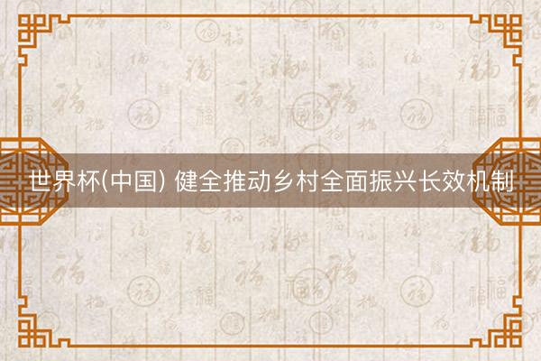 世界杯(中国) 健全推动乡村全面振兴长效机制