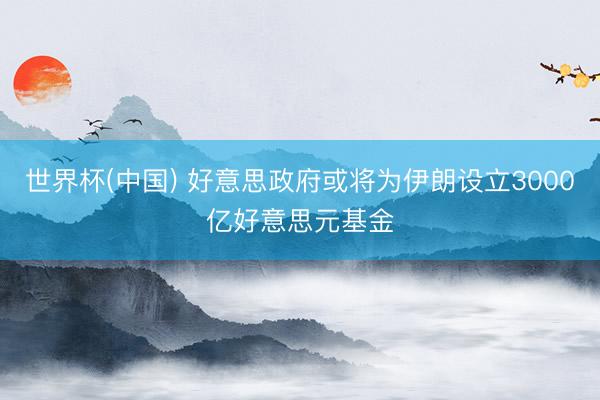 世界杯(中国) 好意思政府或将为伊朗设立3000亿好意思元基金