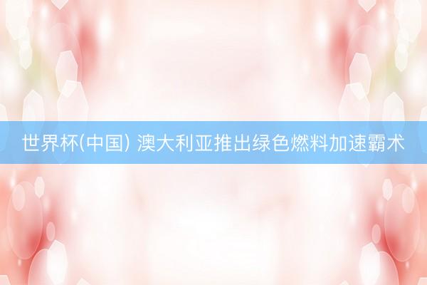 世界杯(中国) 澳大利亚推出绿色燃料加速霸术